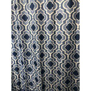 ESSENTIAL HOME BLUE & WHITE FABRIC SHOWER CURTAIN - ARABESQUE PATTERN